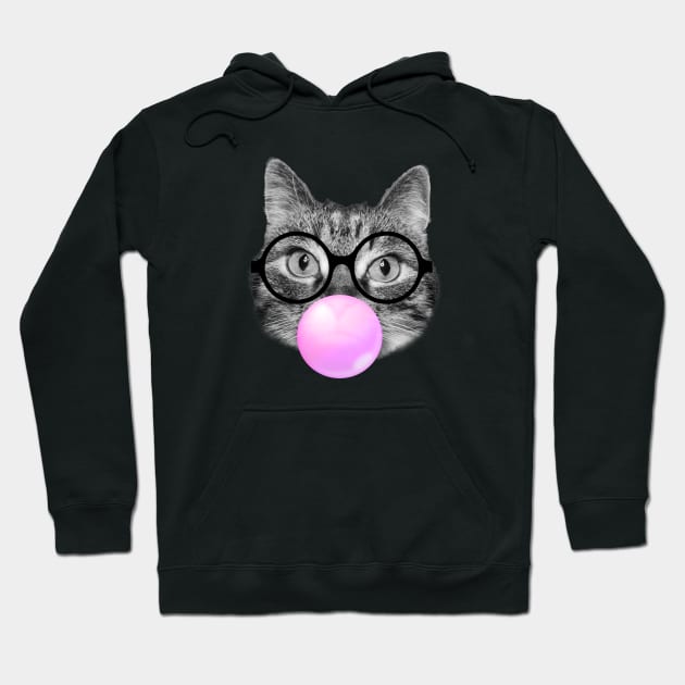 Funny cat blowing a pink bubble gum Hoodie by Purrfect